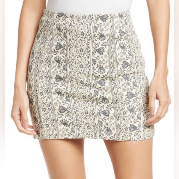 Free People Dresses & Skirts - Free People Modern Femme Floral Denim Skirt Size 12